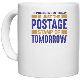                       UDNAG White Ceramic Coffee / Tea Mug 'Stamp collector | He president' Perfect for Gifting [330ml]                                              