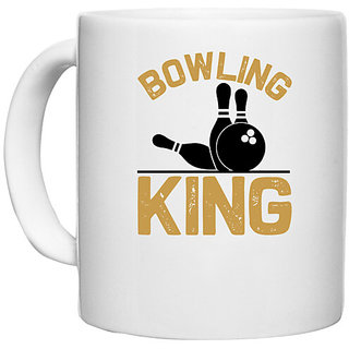                       UDNAG White Ceramic Coffee / Tea Mug 'Bowling | Bowling king' Perfect for Gifting [330ml]                                              