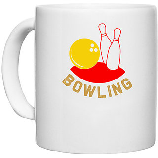                       UDNAG White Ceramic Coffee / Tea Mug 'Bowling | Bowling' Perfect for Gifting [330ml]                                              