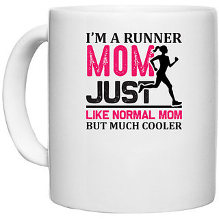                       UDNAG White Ceramic Coffee / Tea Mug 'Running | I'm a' Perfect for Gifting [330ml]                                              