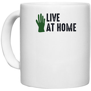                       UDNAG White Ceramic Coffee / Tea Mug 'Garden | Live at' Perfect for Gifting [330ml]                                              