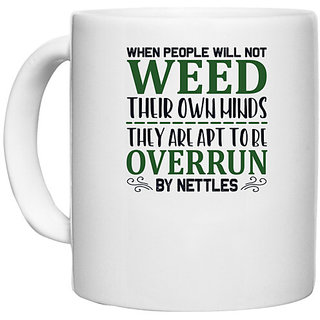                       UDNAG White Ceramic Coffee / Tea Mug 'Garden | When people' Perfect for Gifting [330ml]                                              