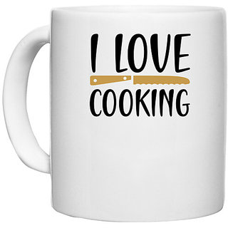                      UDNAG White Ceramic Coffee / Tea Mug 'Cooking | I love copy 3' Perfect for Gifting [330ml]                                              