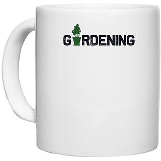                       UDNAG White Ceramic Coffee / Tea Mug 'Garden | Gardening' Perfect for Gifting [330ml]                                              