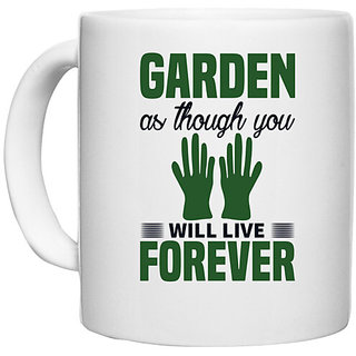                       UDNAG White Ceramic Coffee / Tea Mug 'Garden | Garder' Perfect for Gifting [330ml]                                              