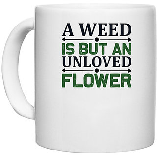                       UDNAG White Ceramic Coffee / Tea Mug 'Garden | A weeed' Perfect for Gifting [330ml]                                              