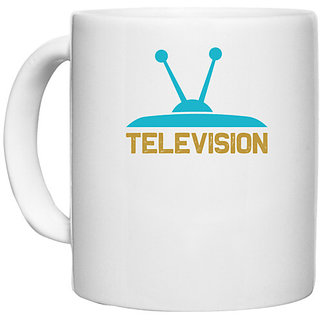                      UDNAG White Ceramic Coffee / Tea Mug 'TV | Television' Perfect for Gifting [330ml]                                              
