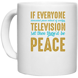                       UDNAG White Ceramic Coffee / Tea Mug 'TV | If everyone' Perfect for Gifting [330ml]                                              