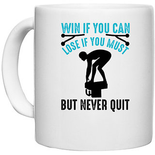                       UDNAG White Ceramic Coffee / Tea Mug 'Hard work | Win if' Perfect for Gifting [330ml]                                              