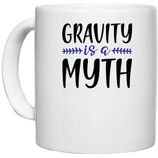                       UDNAG White Ceramic Coffee / Tea Mug 'Climbing | Gravity' Perfect for Gifting [330ml]                                              