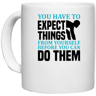                       UDNAG White Ceramic Coffee / Tea Mug 'Swimming | You have to' Perfect for Gifting [330ml]                                              
