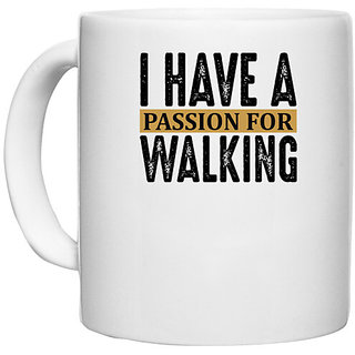                       UDNAG White Ceramic Coffee / Tea Mug 'Walking | I have a copy' Perfect for Gifting [330ml]                                              