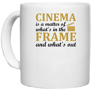                       UDNAG White Ceramic Coffee / Tea Mug 'Cinema | Cinema' Perfect for Gifting [330ml]                                              