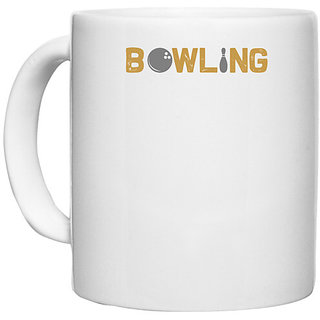                       UDNAG White Ceramic Coffee / Tea Mug 'Bowling | Bowling 0' Perfect for Gifting [330ml]                                              