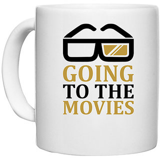                       UDNAG White Ceramic Coffee / Tea Mug 'Movies | Going to' Perfect for Gifting [330ml]                                              