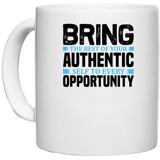                       UDNAG White Ceramic Coffee / Tea Mug 'Opportunity | Bring the' Perfect for Gifting [330ml]                                              