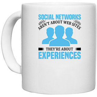                       UDNAG White Ceramic Coffee / Tea Mug 'Social Networks | Social networks' Perfect for Gifting [330ml]                                              