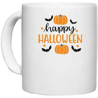                       UDNAG White Ceramic Coffee / Tea Mug 'Halloween | Happy Halloweenn' Perfect for Gifting [330ml]                                              