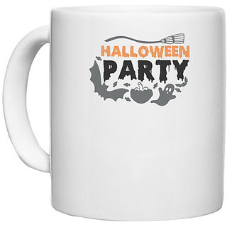                       UDNAG White Ceramic Coffee / Tea Mug 'Halloween | Halloween Party' Perfect for Gifting [330ml]                                              