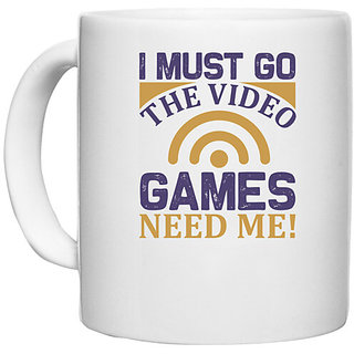                       UDNAG White Ceramic Coffee / Tea Mug 'Gaming | I must' Perfect for Gifting [330ml]                                              