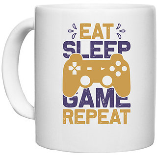                       UDNAG White Ceramic Coffee / Tea Mug 'Gaming | Eat sleep copy 3' Perfect for Gifting [330ml]                                              