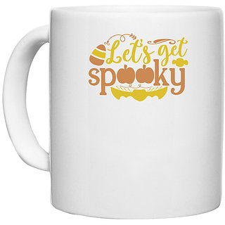                       UDNAG White Ceramic Coffee / Tea Mug 'Halloween | Lets get spooky' Perfect for Gifting [330ml]                                              