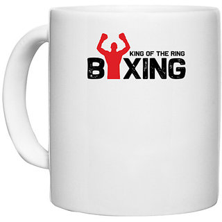                       UDNAG White Ceramic Coffee / Tea Mug 'Boxing | King of the' Perfect for Gifting [330ml]                                              