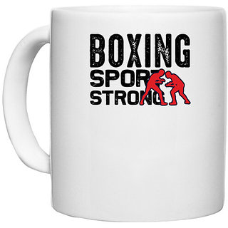                       UDNAG White Ceramic Coffee / Tea Mug 'Boxing | Boxing sport' Perfect for Gifting [330ml]                                              