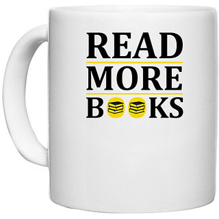                       UDNAG White Ceramic Coffee / Tea Mug 'Books | Read more' Perfect for Gifting [330ml]                                              