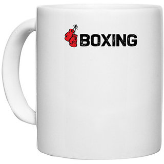                       UDNAG White Ceramic Coffee / Tea Mug 'Boxing | Boxing 1' Perfect for Gifting [330ml]                                              