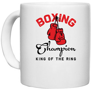                       UDNAG White Ceramic Coffee / Tea Mug 'Boxing | Boxing champion' Perfect for Gifting [330ml]                                              