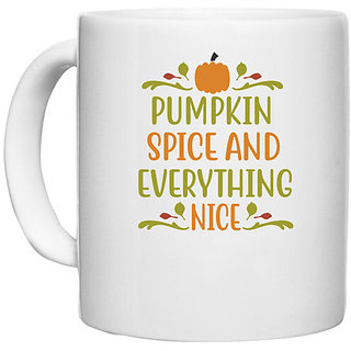                       UDNAG White Ceramic Coffee / Tea Mug 'Halloween | pumpkin spice and everything nice' Perfect for Gifting [330ml]                                              