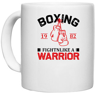                       UDNAG White Ceramic Coffee / Tea Mug 'Boxing | Boxing' Perfect for Gifting [330ml]                                              