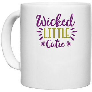                       UDNAG White Ceramic Coffee / Tea Mug 'Halloween | Wicked Little Monster copy' Perfect for Gifting [330ml]                                              