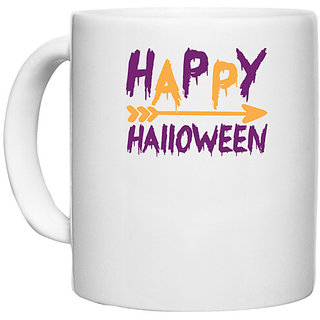                      UDNAG White Ceramic Coffee / Tea Mug 'Halloween | Happy Halloweenn copy' Perfect for Gifting [330ml]                                              