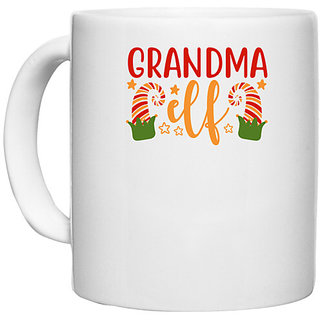                       UDNAG White Ceramic Coffee / Tea Mug 'Grand mother | Grandma elf' Perfect for Gifting [330ml]                                              