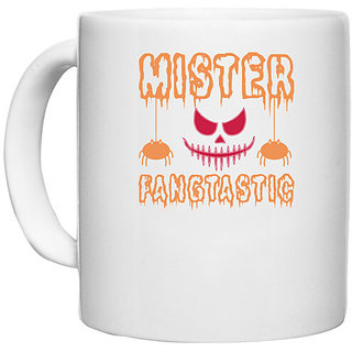                       UDNAG White Ceramic Coffee / Tea Mug 'Halloween | Mister Fangtastic copy' Perfect for Gifting [330ml]                                              