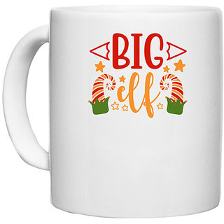                       UDNAG White Ceramic Coffee / Tea Mug 'Big | Big elf' Perfect for Gifting [330ml]                                              