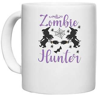                       UDNAG White Ceramic Coffee / Tea Mug 'Zombie | Zombie Hunter copy' Perfect for Gifting [330ml]                                              