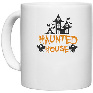                       UDNAG White Ceramic Coffee / Tea Mug 'Haunted | Haunted House copy' Perfect for Gifting [330ml]                                              