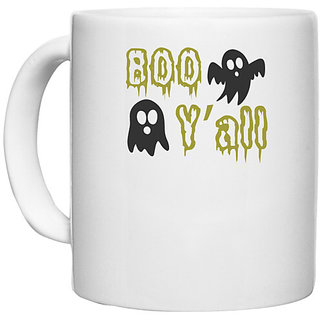                       UDNAG White Ceramic Coffee / Tea Mug 'Halloween | Boo yall copy' Perfect for Gifting [330ml]                                              