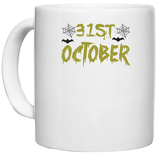                       UDNAG White Ceramic Coffee / Tea Mug 'Halloween | October 31st copy' Perfect for Gifting [330ml]                                              