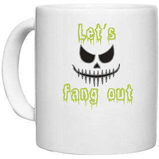                       UDNAG White Ceramic Coffee / Tea Mug 'Halloween | Lets fang out copy' Perfect for Gifting [330ml]                                              