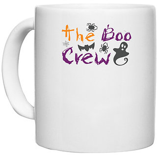                       UDNAG White Ceramic Coffee / Tea Mug 'Halloween | The Boo Crew copy 2' Perfect for Gifting [330ml]                                              