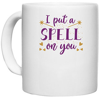                       UDNAG White Ceramic Coffee / Tea Mug 'witch | I put a spell on you' Perfect for Gifting [330ml]                                              