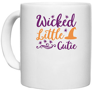                       UDNAG White Ceramic Coffee / Tea Mug 'witch | Wicket Little Cutie' Perfect for Gifting [330ml]                                              