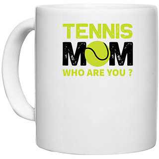                       UDNAG White Ceramic Coffee / Tea Mug 'Tennis | Tennis' Perfect for Gifting [330ml]                                              