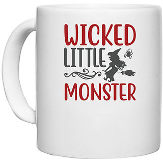                       UDNAG White Ceramic Coffee / Tea Mug 'witch | Wicked Little Monster' Perfect for Gifting [330ml]                                              