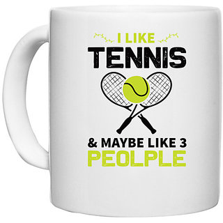                       UDNAG White Ceramic Coffee / Tea Mug 'Tennis | I like copy' Perfect for Gifting [330ml]                                              