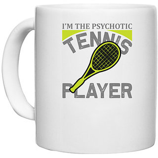                       UDNAG White Ceramic Coffee / Tea Mug 'Tennis | I'm the' Perfect for Gifting [330ml]                                              